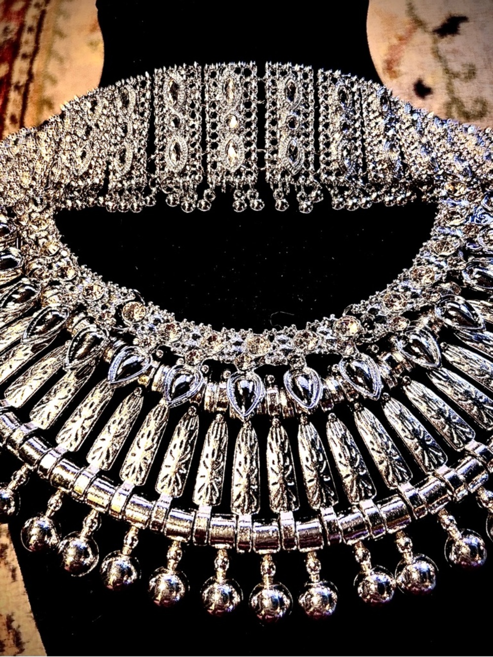 Silver Statement Bib Necklace - Women Jewelry